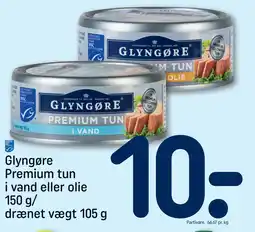 REMA 1000 Glyngøre Premium tun i vand eller olie 150 g/drænet vægt 105 g tilbud