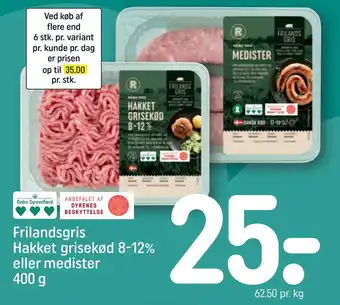 REMA 1000 Frilandsgris Hakket grisekød 8-12% eller medister 400 g tilbud