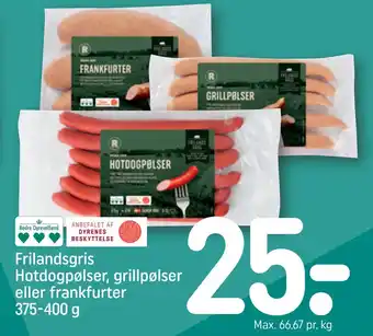 REMA 1000 Frilandsgris Hotdogpølser, grillpølser eller frankfurter 375-400 g tilbud