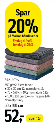 Føtex Spar 20% på Maison håndklæder tilbud