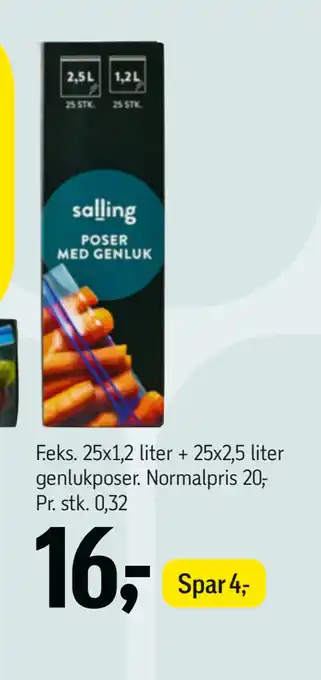 Føtex 25x1,2 liter + 25x2,5 liter genlukposer tilbud