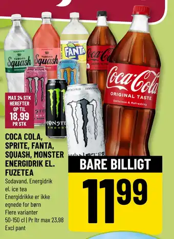 Løvbjerg COCA COLA, SPRITE, FANTA, SQUASH, MONSTER ENERGIDRIK EL. FUZETEA tilbud