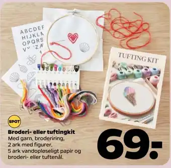 Netto Broderi- eller tuftingkit Med garn, broderiring, tilbud