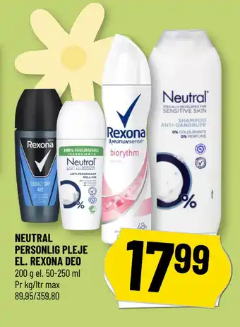 Løvbjerg NEUTRAL PERSONLIG PLEJE EL. REXONA DEO tilbud