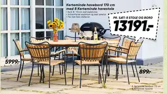 Bilka Kerteminde havebord 170 cm med 8 Kerteminde havestole tilbud