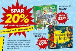 Bilka Spar 20% på bræt- og puslespil tilbud