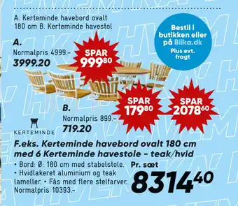 Bilka A. Kerteminde havebord ovalt 180 cm tilbud