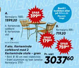 Bilka Kerteminde cafébord med 2 Kerteminde stole - grøn tilbud