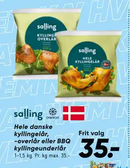 Bilka Hele danske kyllingelår, -overlår eller BBQ kyllingeunderlår tilbud