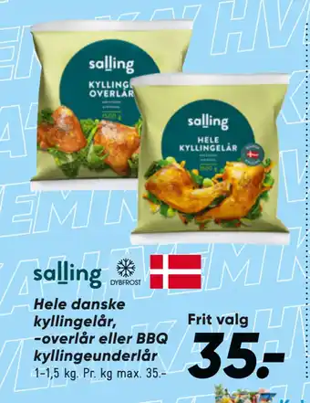 Bilka Hele danske kyllingelår, -overlår eller BBQ kyllingeunderlår tilbud