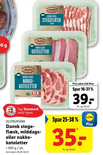 Lidl VILSTRUPGÅRD Dansk stege- flæsk, middags- Plus koteletter tilbud