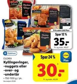 Lidl CULINEA Kyllingevinger, -nuggets eller -over- og -underlår tilbud