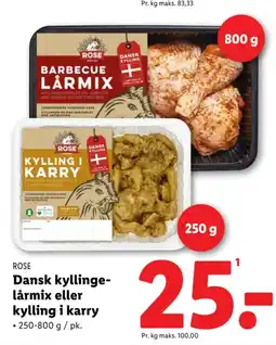 Lidl ROSE Dansk kyllinge- lårmix eller kylling i karry tilbud