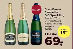 Kvickly Gran Baron Cava eller 0,0 Sparkling tilbud