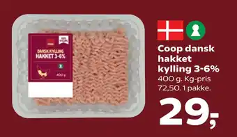 Kvickly Coop dansk hakket kylling 3-6% tilbud