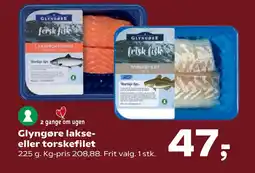 Kvickly Glyngøre lakse- eller torskefilet tilbud