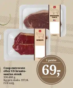 Dagli'Brugsen Coop entrecote eller US brontosaurus steak tilbud