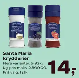 Kvickly Santa Maria krydderier tilbud