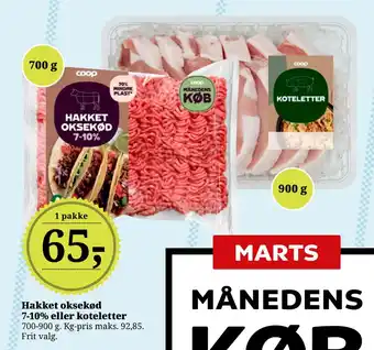 Dagli'Brugsen Hakket oksekød 7-10% eller koteletter tilbud