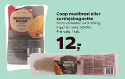 Kvickly Coop madbrød eller surdejsbaguette tilbud