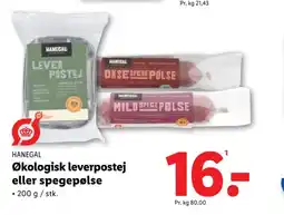 Lidl HANEGAL Økologisk leverpostej eller spegepølse tilbud