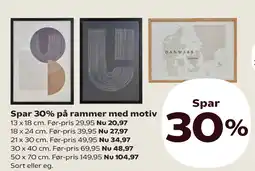 Kvickly Spar 30% på rammer med motiv tilbud