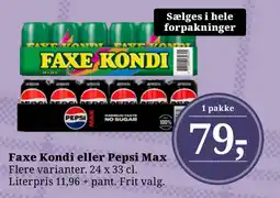 Dagli'Brugsen Faxe Kondi eller Pepsi Max tilbud