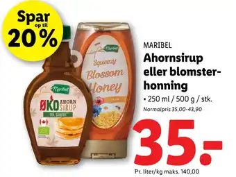 Lidl Ahornsirup eller blomsterhonning tilbud