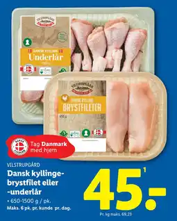 Lidl Dansk kyllingebrystfilet eller -underlår tilbud