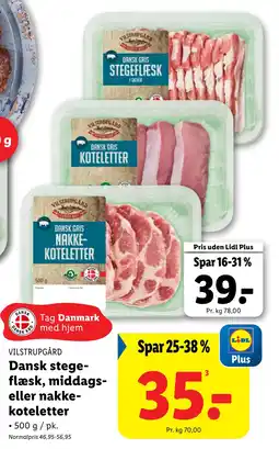 Lidl Dansk stegeflæsk, middags- eller nakkekoteletter tilbud