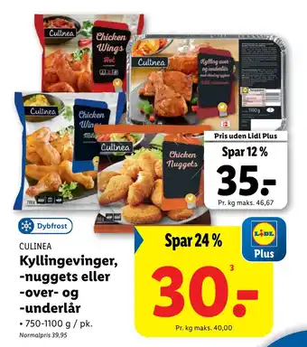 Lidl Kyllingevinger, -nuggets eller -over- og -underlår tilbud