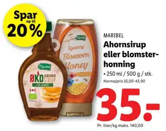 Lidl MARIBEL Ahornsirup eller blomster- honning tilbud