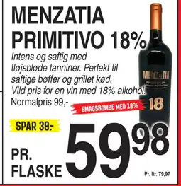 ABC Lavpris MENZATIA PRIMITIVO 18% tilbud