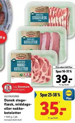 Lidl Dansk stegeflæsk, middags- eller nakke-koteletter tilbud