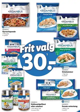 Lidl Gyrosrispande, Ostelommer, Sesam-ostestang, Halloumigrillost eller salatost tilbud