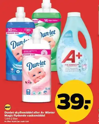 Netto Dunlet skyllemiddel elelr A+ Winter Magic flydende vaskemiddel tilbud