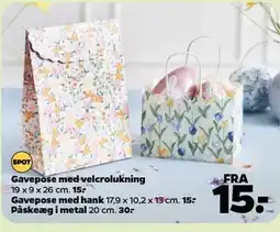 Netto Gavepose med velcrolukning, Gavepose med hank eller Påskeæg i metal tilbud