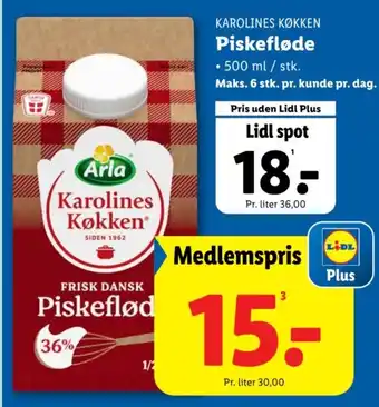 Lidl Karolines Køkken Piskeflød tilbud