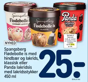 REMA 1000 Spangsberg Flødebolle is med hindbær og lakrids, klassisk eller Panda lakridsis med lakridsstykker tilbud