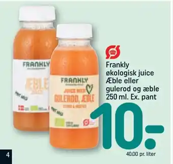 REMA 1000 Frankly økologisk juice Æble eller gulerod og æble tilbud