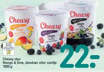 REMA 1000 Cheasy skyr Mango & lime, skovbær eller vanilje tilbud