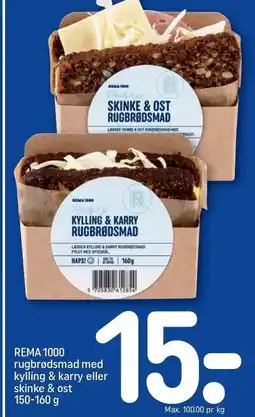 REMA 1000 REMA 1000 rugbrødsmad med kylling & karry eller skinke & ost tilbud