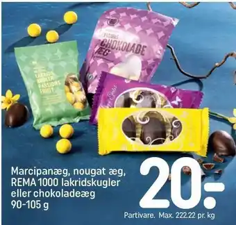 REMA 1000 Marcipanæg, nougat æg, REMA 1000 lakridskugler eller chokoladeæg tilbud