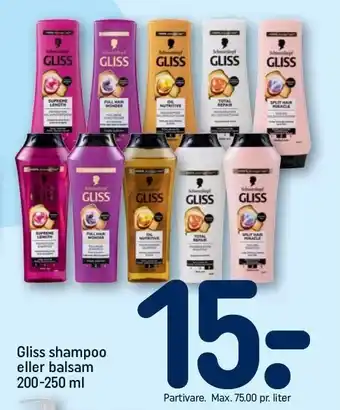 REMA 1000 Gliss shampoo eller balsam tilbud