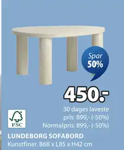 JYSK LUNDEBORG SOFABORD tilbud