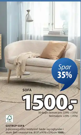 JYSK GISTRUP SOFA tilbud