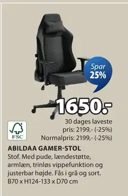 JYSK ABILDAA GAMER-STOL tilbud