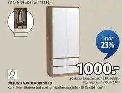 JYSK BILLUND GARDEROBESKAB tilbud
