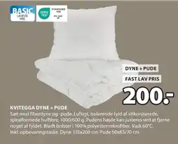 JYSK KVITEGGA DYNE + PUDE tilbud