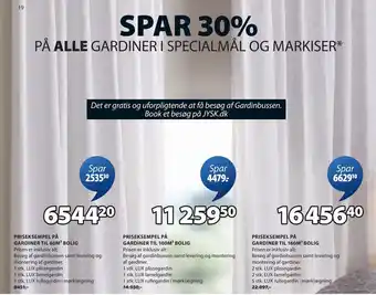 JYSK PRISEKSEMPEL PÅ GARDINER TIL 100M² BOLIG tilbud